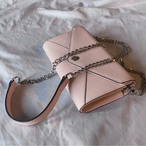 NEW Rebecca Minkoff Pale Pink SAFFIANO Leather crossbody wallet/purse CS17ESSX60